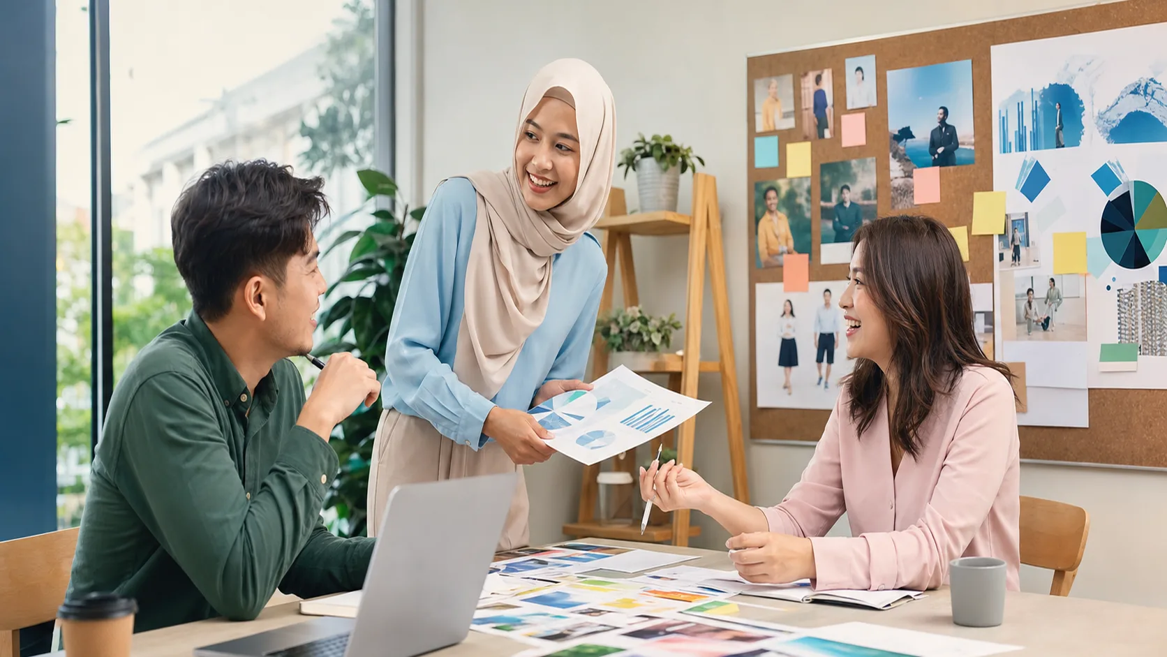 Malaysian sales and marketing team discussing AI-assisted customer insights